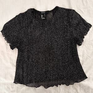 Y2K mesh, black and sparkly and see through baby doll top